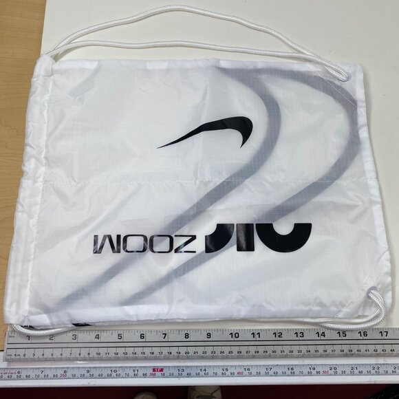 Nike Zoom White Drawstring Backpack For Shoes Lightweight Gym Bag With Black Swo - Picture 5 of 6